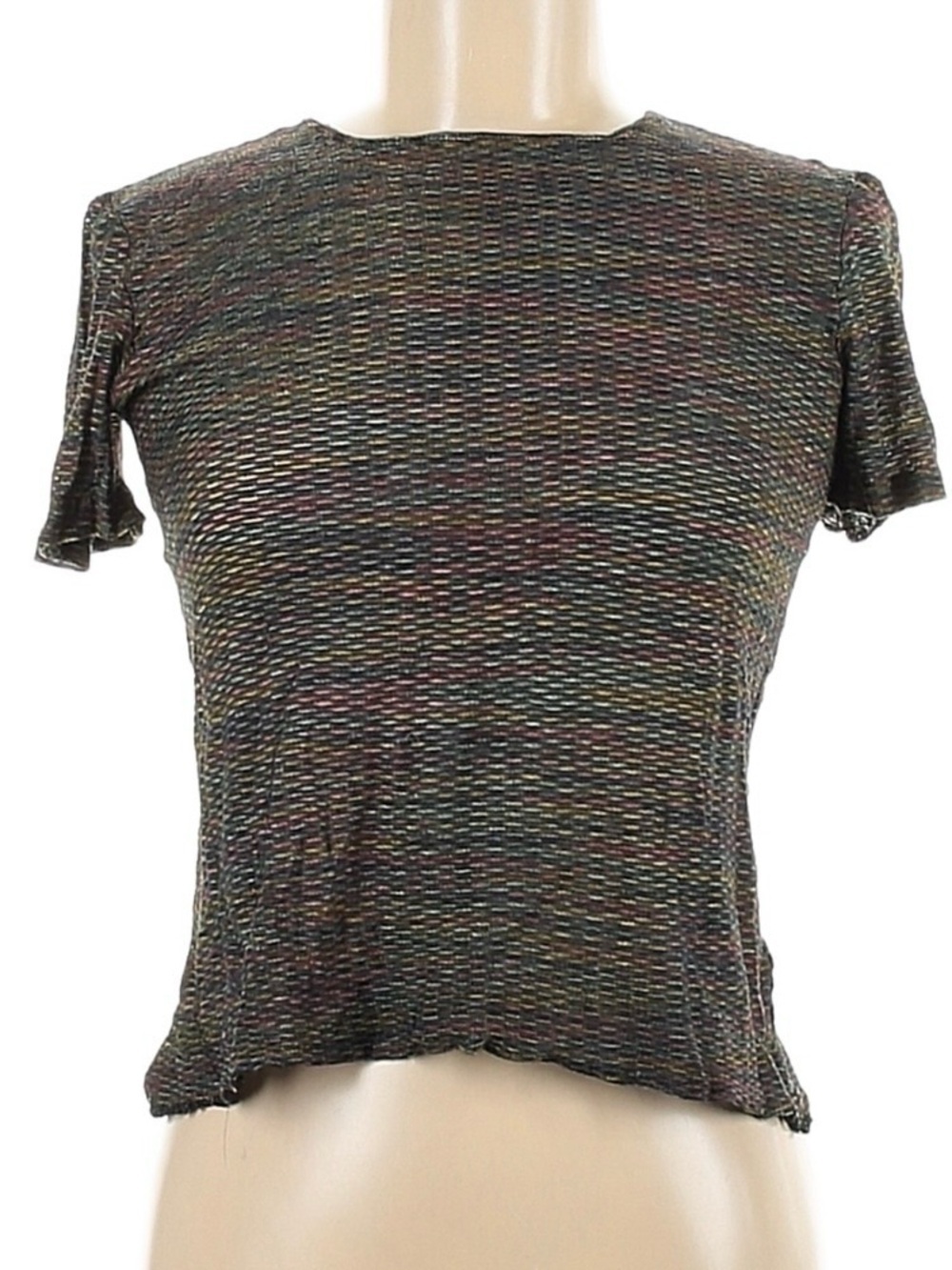 Missoni Sport Space Dye Knit Top Size 42 Multicolor Short Sleeve Italy